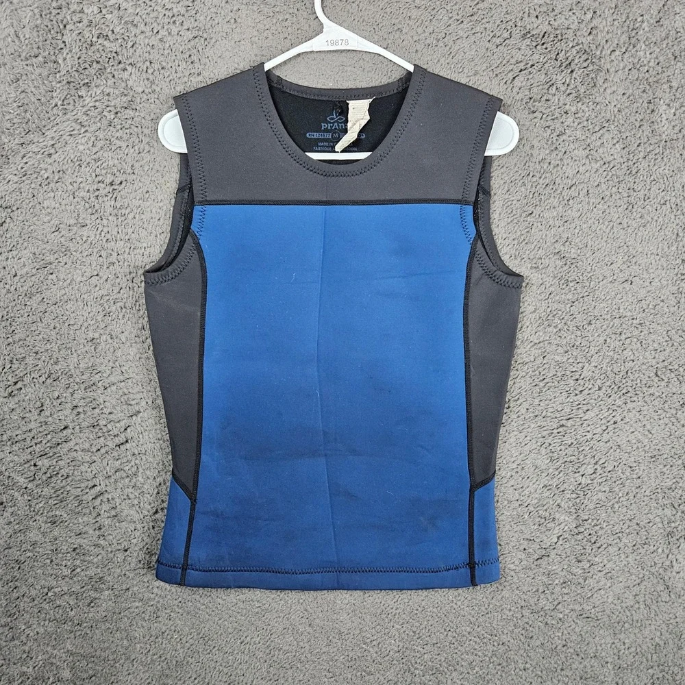 Prana Neoprene Wetsuit Vest Blue Black UPF 50+ Surf Rash Guard Size Medium